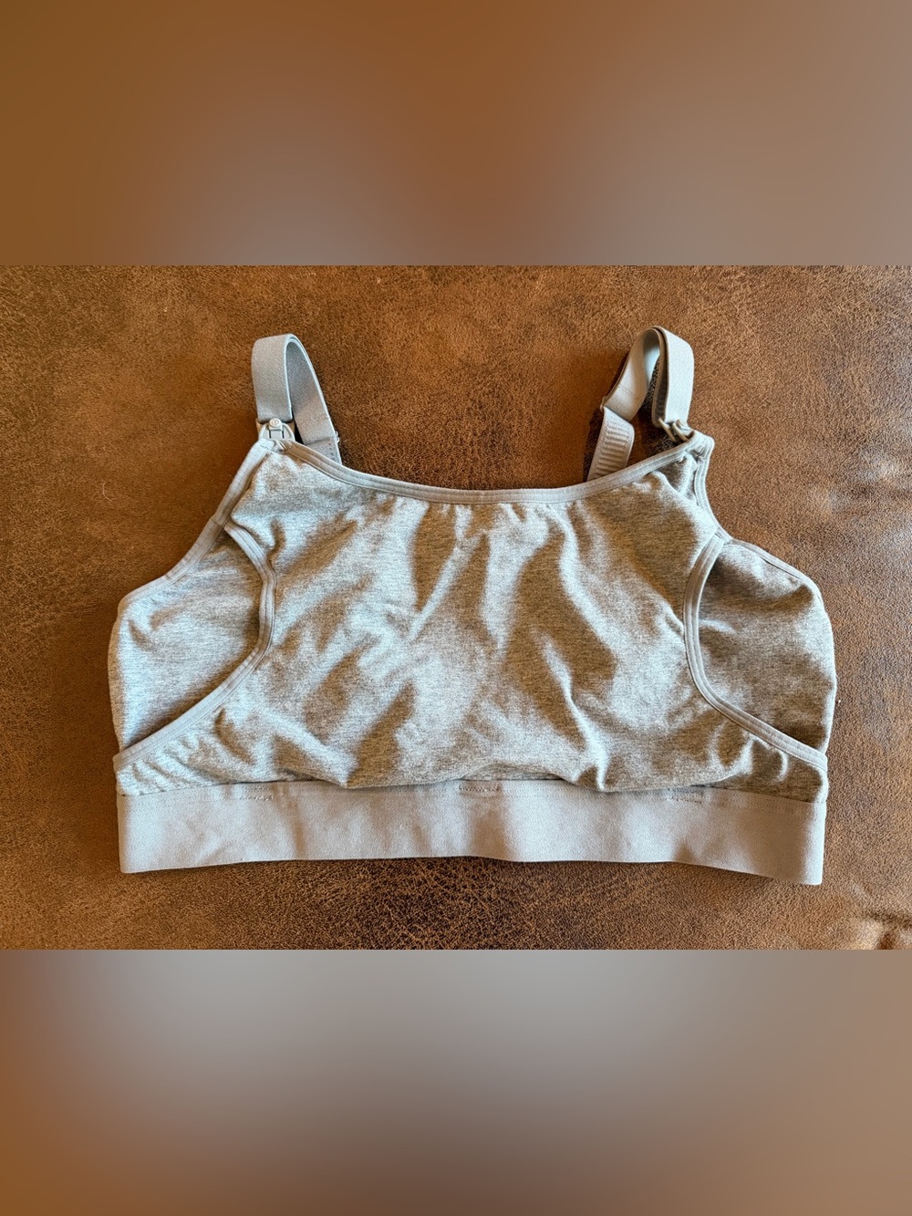 Momcozy Large Adjustable Cotton Hands Free Pumping & Nursing Bra Light Gray
